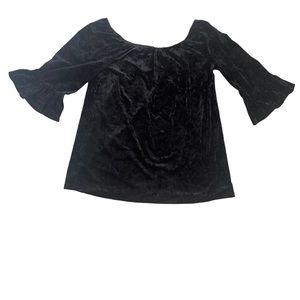 Beach Lunch Lounge Collection Womens Top Small 90s Black Velvet Blouse